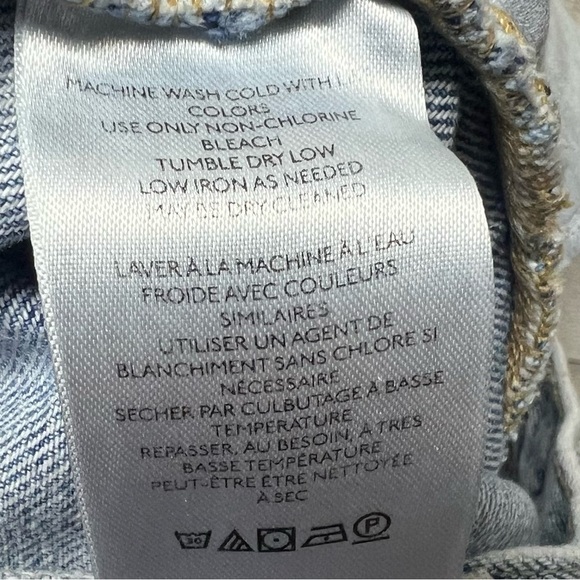 We The Free Jeans Womens 29 Blue Button Fly High Rise Straight Leg Distressed - Picture 9 of 13